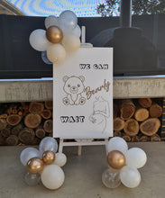 Load image into Gallery viewer, Baby shower neutral welcome sign (easel, board &amp; balloons) - HIRE ONLY
