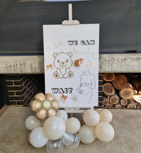 Load image into Gallery viewer, Baby shower neutral welcome sign (easel, board &amp; balloons) - HIRE ONLY
