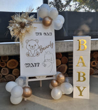 Load image into Gallery viewer, Baby shower neutral welcome sign (easel, board &amp; balloons) - HIRE ONLY
