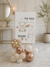 Load image into Gallery viewer, Baby shower neutral welcome sign (easel, board &amp; balloons) - HIRE ONLY
