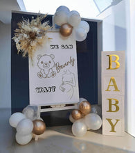 Load image into Gallery viewer, Baby shower neutral welcome sign w flowers &amp; balloons - HIRE ONLY

