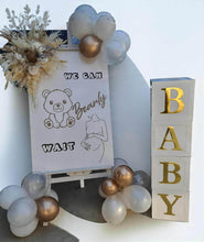 Load image into Gallery viewer, Baby shower neutral welcome sign w flowers &amp; balloons - HIRE ONLY
