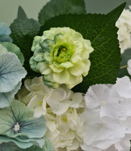 Load image into Gallery viewer, Green &amp; white hanging flowers small – welcome sign / arch flowers - HIRE ONLY
