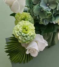 Load image into Gallery viewer, Green &amp; white hanging flowers small – welcome sign / arch flowers - HIRE ONLY
