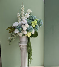 Load image into Gallery viewer, Green &amp; white large flowers in white pot - HIRE ONLY
