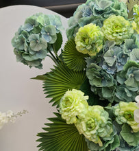 Load image into Gallery viewer, Green &amp; white large hanging flowers for arch / backdrop / arbour - HIRE ONLY
