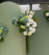 Load image into Gallery viewer, Green &amp; white large hanging flowers for arch / backdrop / arbour - HIRE ONLY
