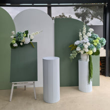 Load image into Gallery viewer, Green &amp; white – 3 x backdrops &amp; 2 x flowers + flower stand + cake stand + welcome sign – Deluxe Package - HIRE ONLY
