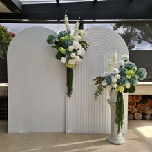 Load image into Gallery viewer, White &amp; green – 2 x backdrops &amp; 2 x flowers – Basic Package - HIRE ONLY
