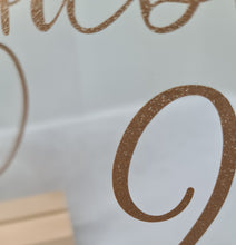 Load image into Gallery viewer, Modern &amp; Elegant glitter acrylic arch table numbers - HIRE ONLY
