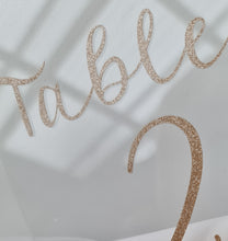 Load image into Gallery viewer, Modern &amp; Elegant glitter acrylic arch table numbers - HIRE ONLY
