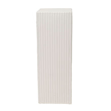 Load image into Gallery viewer, White cement look square ripple plinth cake / flower stand – 90cm - HIRE ONLY
