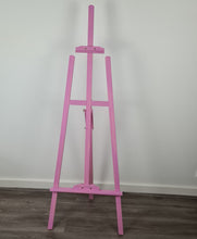 Load image into Gallery viewer, Pink wash wooden easel – 1.55m - HIRE ONLY
