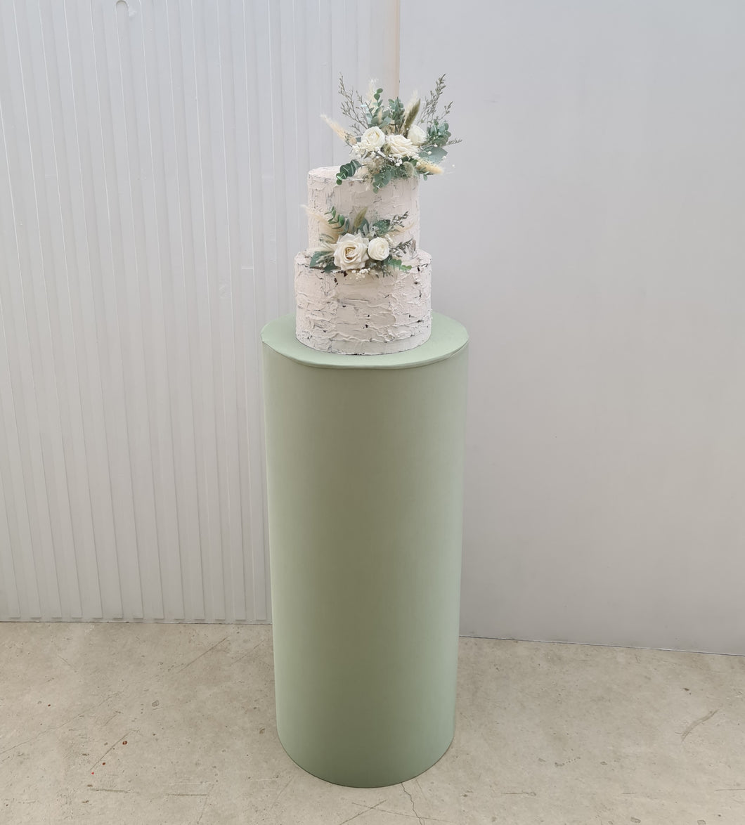 Sage green cylinder cake stand / plinth - 90cm - HIRE ONLY