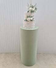 Load image into Gallery viewer, Sage green cylinder cake stand / plinth - 90cm - HIRE ONLY
