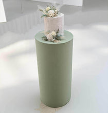 Load image into Gallery viewer, Sage green cylinder cake stand / plinth - 75cm - HIRE ONLY
