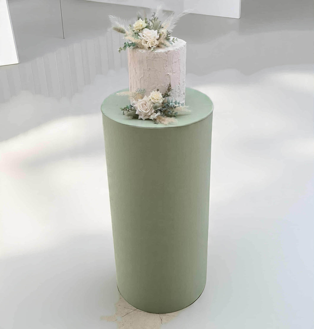 Sage green cylinder cake stand / plinth - 75cm - HIRE ONLY