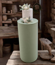 Load image into Gallery viewer, Sage green cylinder cake stand / plinth - 75cm - HIRE ONLY
