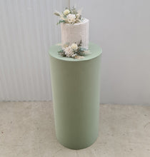 Load image into Gallery viewer, Sage green cylinder cake stand / plinth - 75cm - HIRE ONLY
