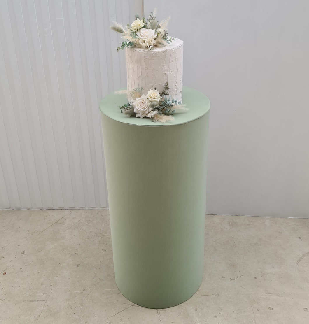 Sage green cylinder cake stand / plinth - 75cm - HIRE ONLY