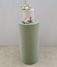 Load image into Gallery viewer, Sage green cylinder cake stand / plinth - 75cm - HIRE ONLY
