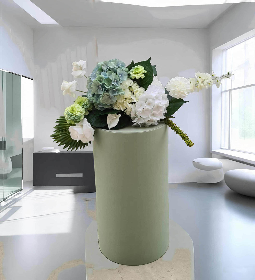 Sage green cylinder cake stand / plinth - 60cm - HIRE ONLY