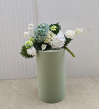 Load image into Gallery viewer, Sage green cylinder cake stand / plinth - 60cm - HIRE ONLY
