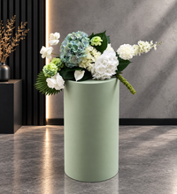 Load image into Gallery viewer, Sage green cylinder cake stand / plinth - 60cm - HIRE ONLY
