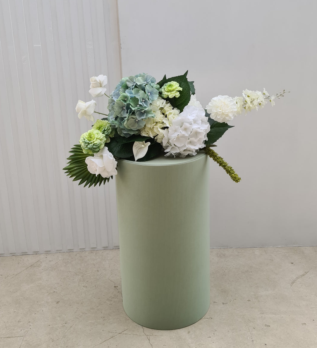 Sage green cylinder cake stand / plinth - 60cm - HIRE ONLY