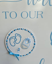 Load image into Gallery viewer, Baby shower – BABY BOY - blue welcome sign (easel &amp; board) - HIRE ONLY
