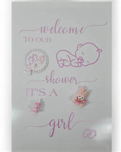 Load image into Gallery viewer, Baby shower – BABY GIRL - pink welcome sign (easel &amp; board) - HIRE ONLY
