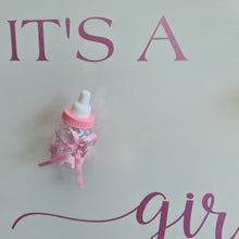 Load image into Gallery viewer, Baby shower – BABY GIRL - pink welcome sign (easel, board &amp; balloons) - HIRE ONLY
