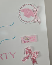 Load image into Gallery viewer, Baby shower – GENDER REVEAL – blue / pink welcome sign (easel, board &amp; balloons) - HIRE ONLY
