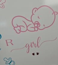 Load image into Gallery viewer, Baby shower – GENDER REVEAL – blue / pink welcome sign (easel, board &amp; balloons) - HIRE ONLY
