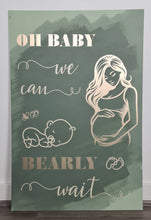 Load image into Gallery viewer, Baby shower – sage, green, neutral &amp; champagne gold welcome sign (easel &amp; board) - HIRE ONLY
