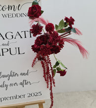 Load image into Gallery viewer, Burgundy / dark red hanging flowers SMALL – easel, welcome sign, arch, floor - HIRE ONLY
