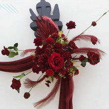 Load image into Gallery viewer, Burgundy / dark red hanging flowers MEDIUM – arch, backdrop, arbour - HIRE ONLY
