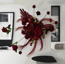 Load image into Gallery viewer, Burgundy / dark red hanging flowers MEDIUM – arch, backdrop, arbour - HIRE ONLY
