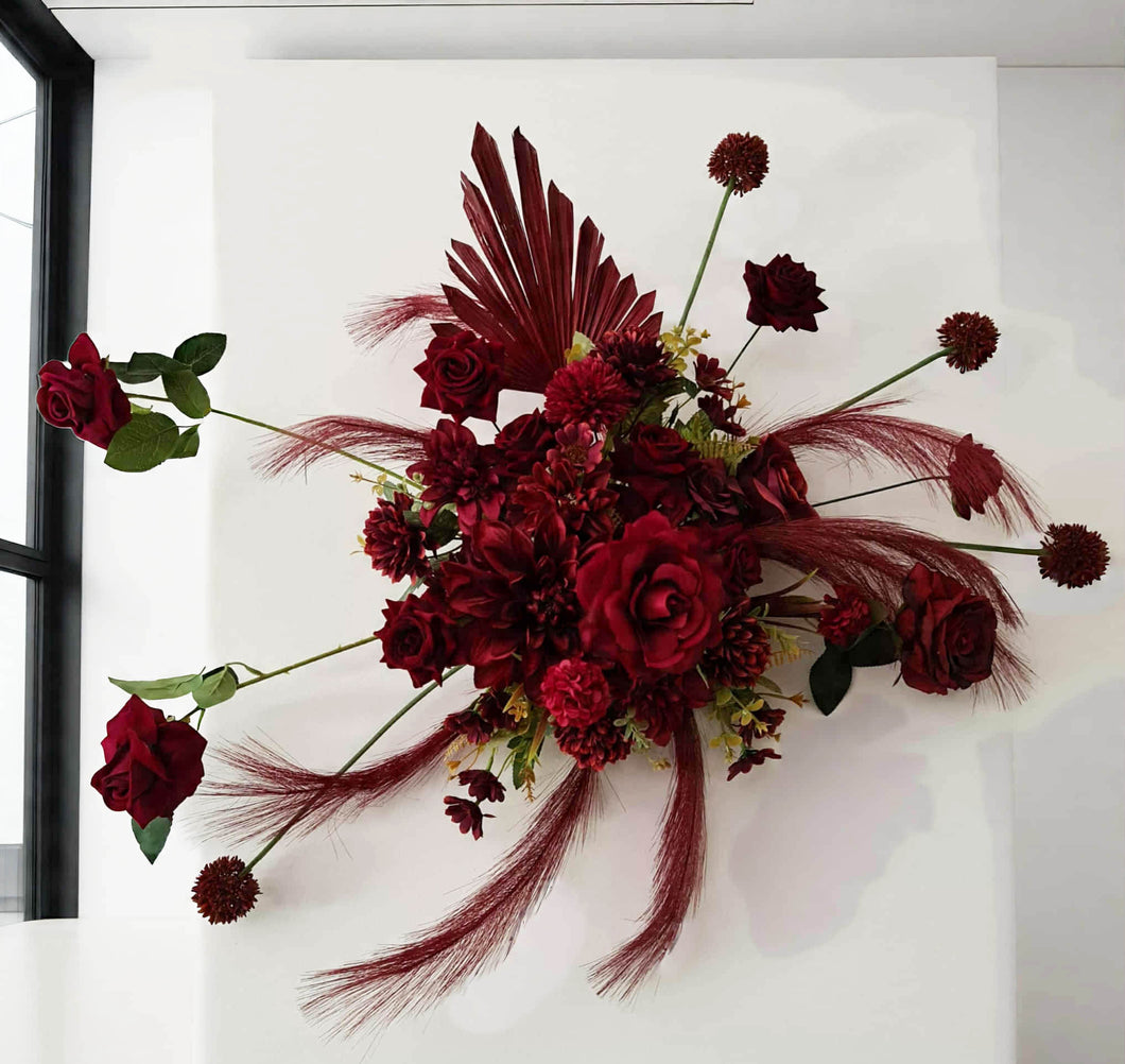 Burgundy / dark red hanging flowers MEDIUM – arch, backdrop, arbour - HIRE ONLY