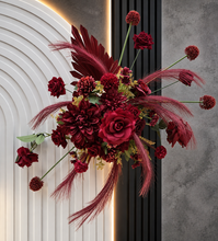 Load image into Gallery viewer, Burgundy / dark red hanging flowers MEDIUM – arch, backdrop, arbour - HIRE ONLY
