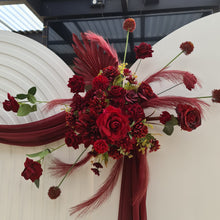 Load image into Gallery viewer, Burgundy / dark red hanging flowers MEDIUM – arch, backdrop, arbour - HIRE ONLY

