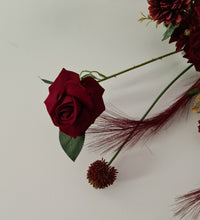 Load image into Gallery viewer, Rectangular backdrop, 3 x burgundy (dark red) flowers - HIRE ONLY
