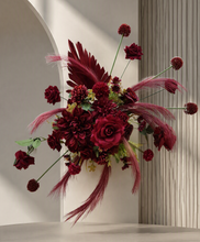 Load image into Gallery viewer, Burgundy / dark red hanging flowers MEDIUM – arch, backdrop, arbour - HIRE ONLY
