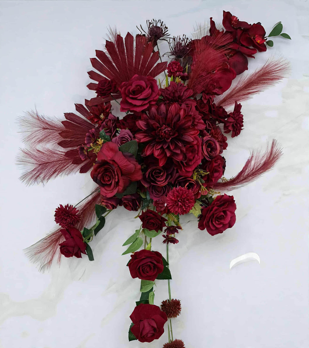 Burgundy / dark red hanging flowers LARGE – arch, backdrop, arbour - HIRE ONLY