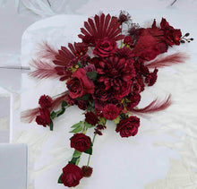 Load image into Gallery viewer, Burgundy / dark red hanging flowers LARGE – arch, backdrop, arbour - HIRE ONLY
