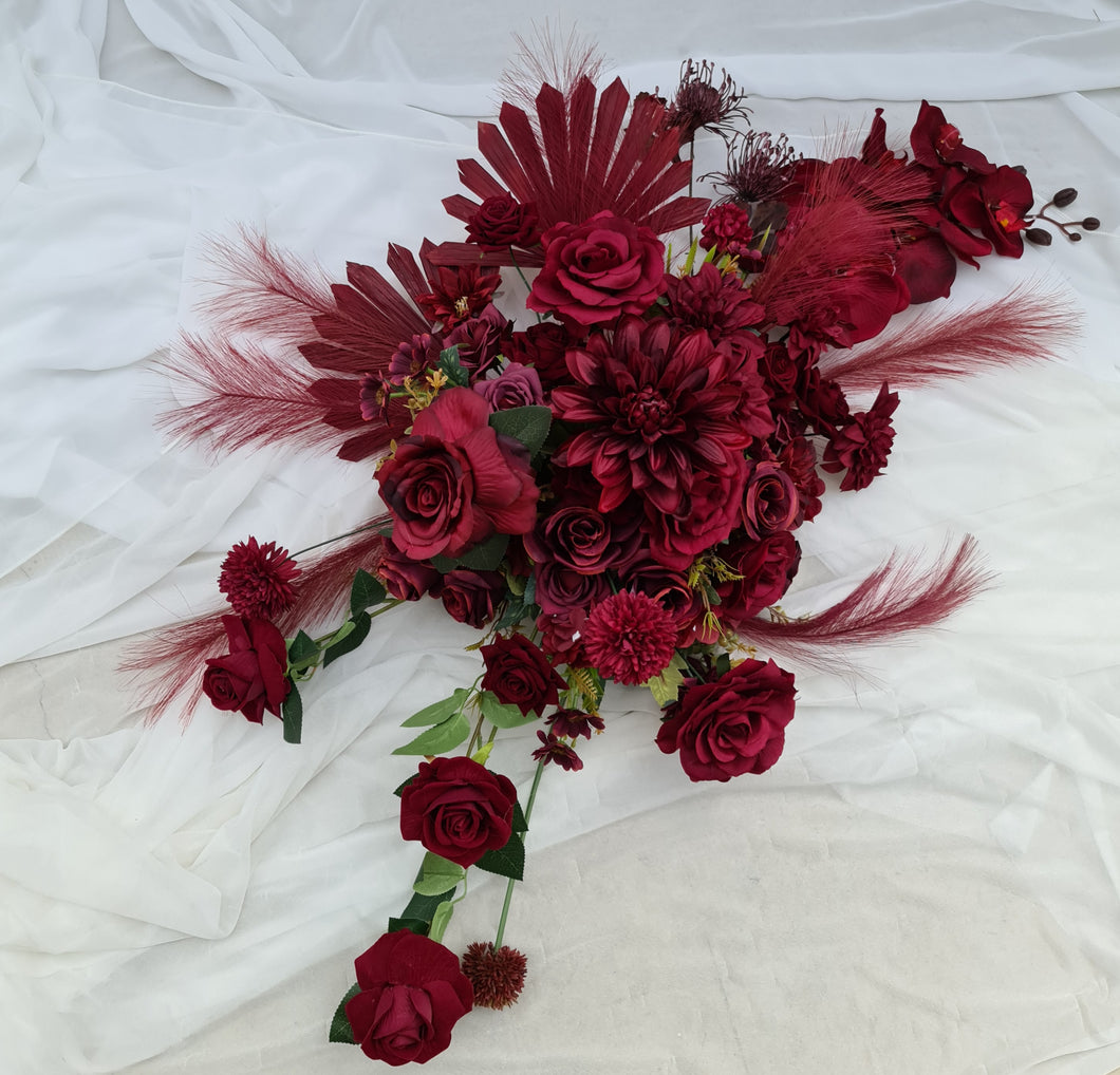 Burgundy / dark red hanging flowers LARGE – arch, backdrop, arbour - HIRE ONLY