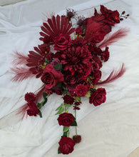 Load image into Gallery viewer, Burgundy / dark red hanging flowers LARGE – arch, backdrop, arbour - HIRE ONLY
