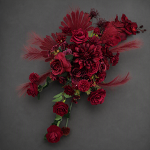 Load image into Gallery viewer, Burgundy / dark red hanging flowers LARGE – arch, backdrop, arbour - HIRE ONLY
