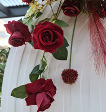 Load image into Gallery viewer, Burgundy / dark red hanging flowers LARGE – arch, backdrop, arbour - HIRE ONLY
