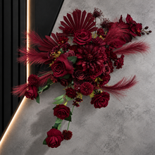 Load image into Gallery viewer, Burgundy / dark red hanging flowers LARGE – arch, backdrop, arbour - HIRE ONLY
